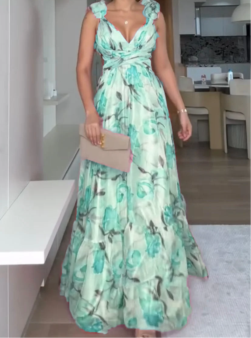 🍓Sexy and elegant sling pleated printed dress