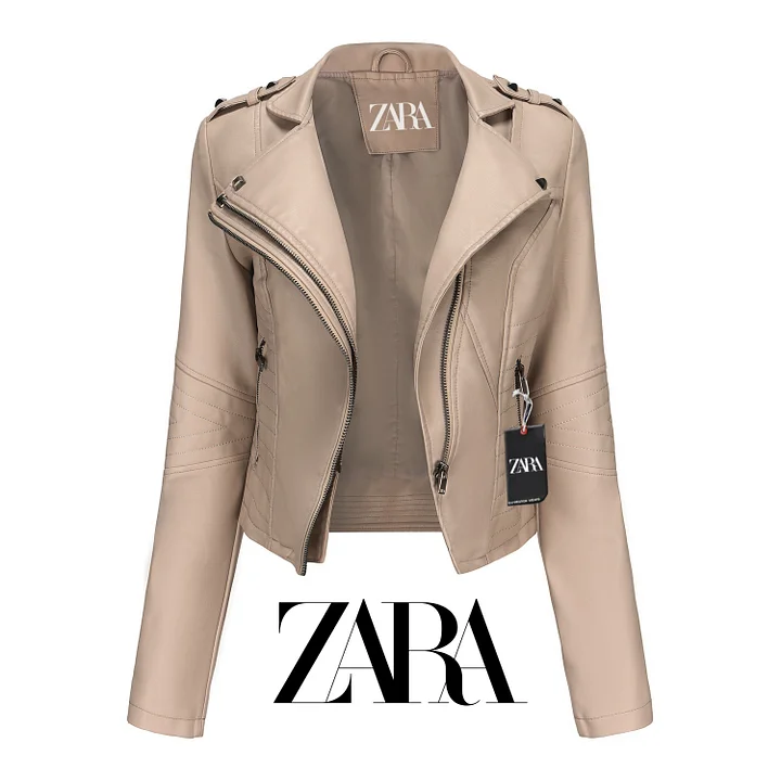 [ZARA]✨Elegancka skórzana kurtka damska, stylowa i wygodna na każdą okazję.✨