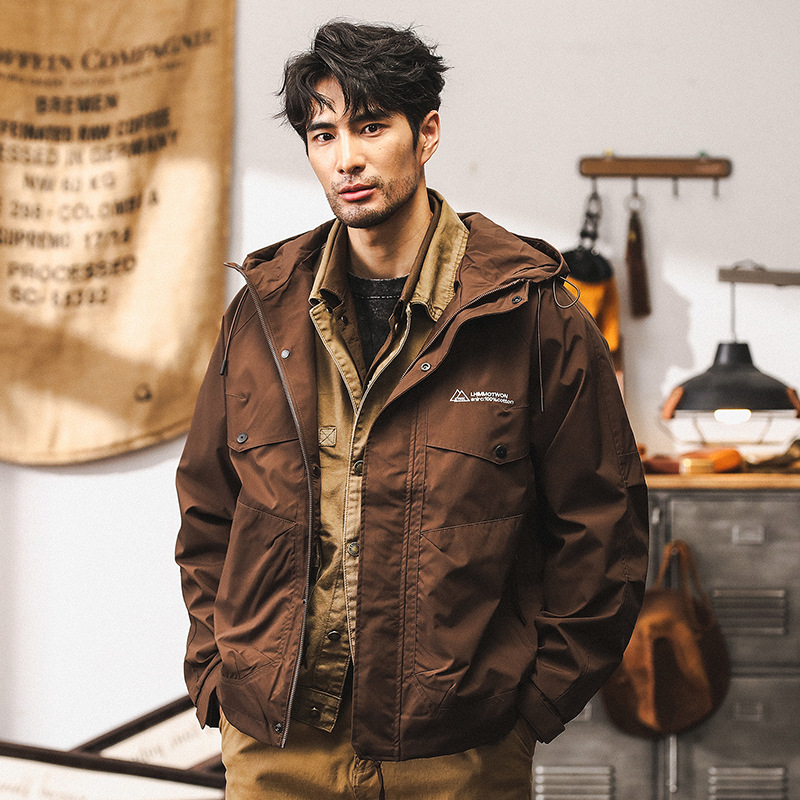 美式復古工裝外套男春秋款潮牌山系戶外衝鋒衣獵裝機能休閒夾克男
