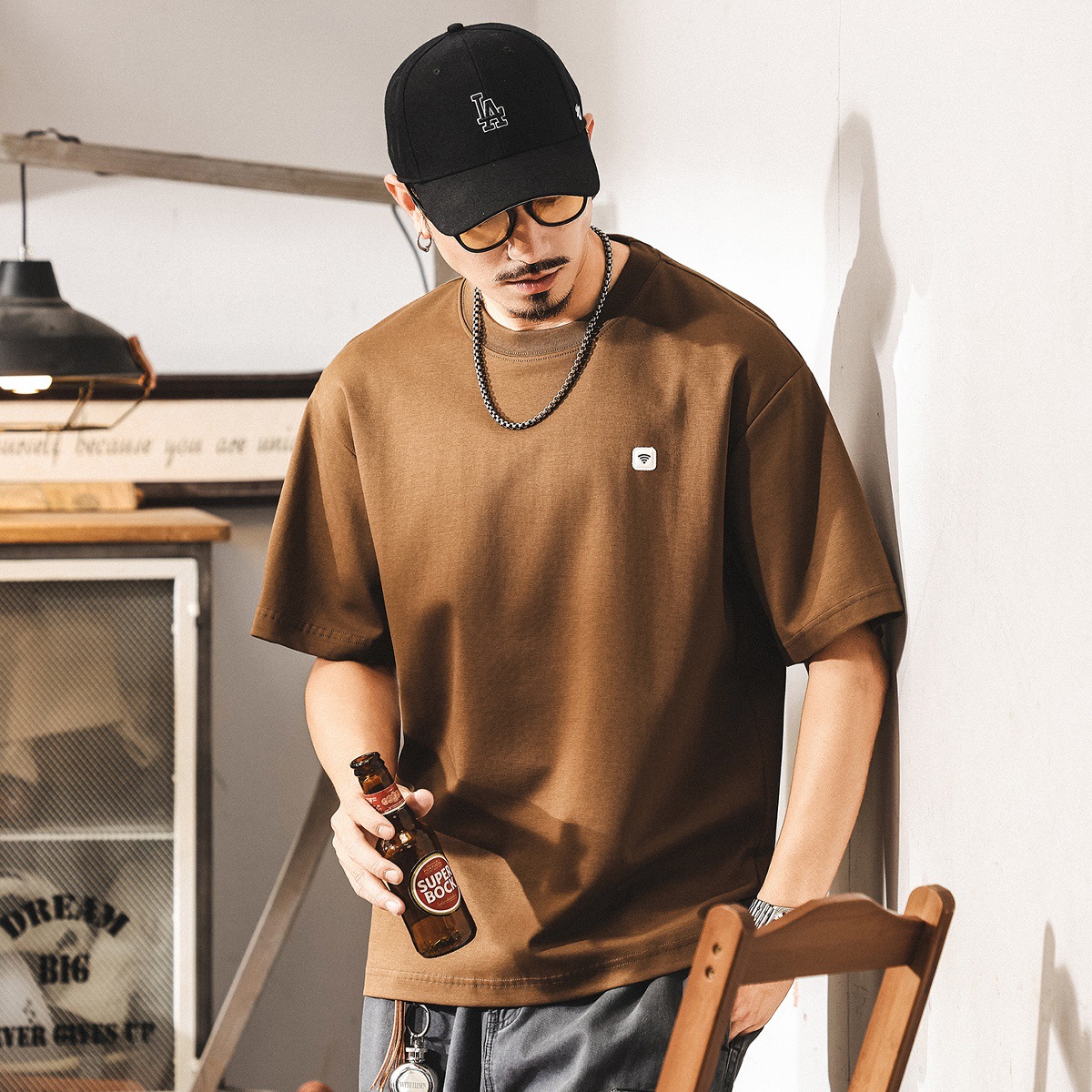 美式復古短袖男士t恤2025夏季新款男生衣服寬鬆大碼休閒半袖上衣T