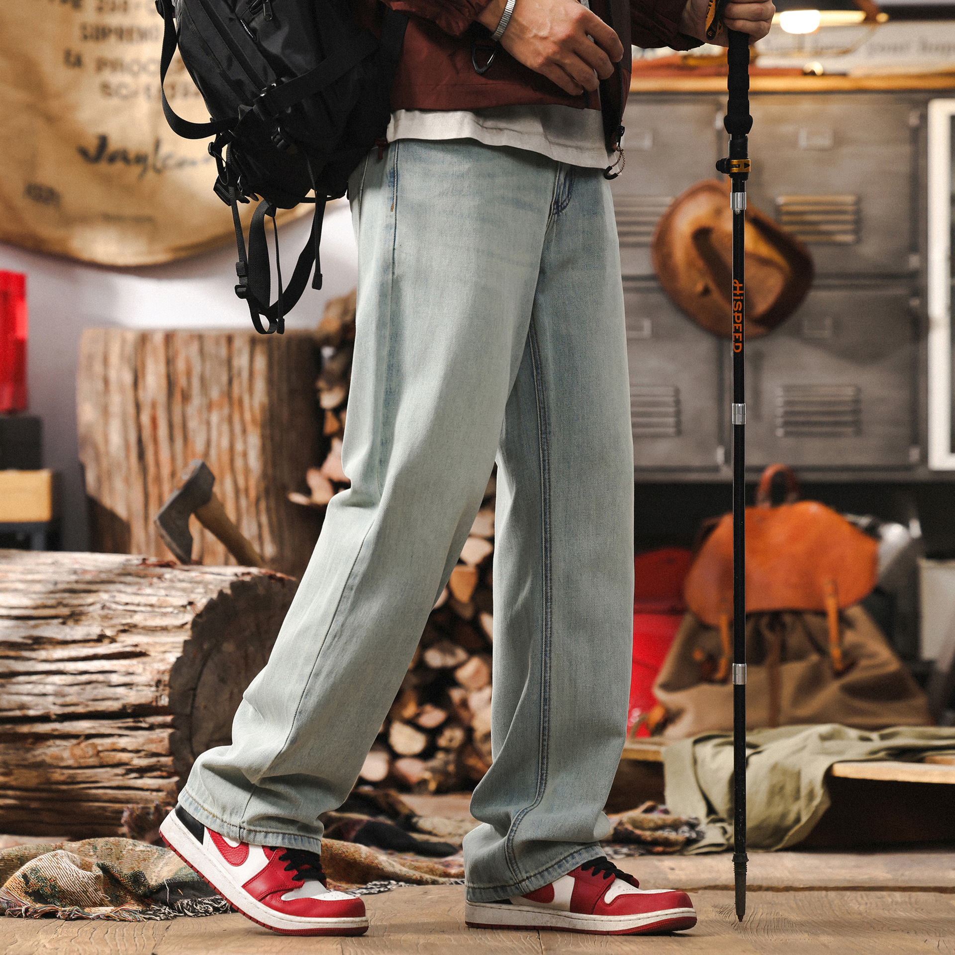 萊賽爾天絲垂感薄款牛仔褲男春季2025新款美式復古寬鬆直筒休閒褲