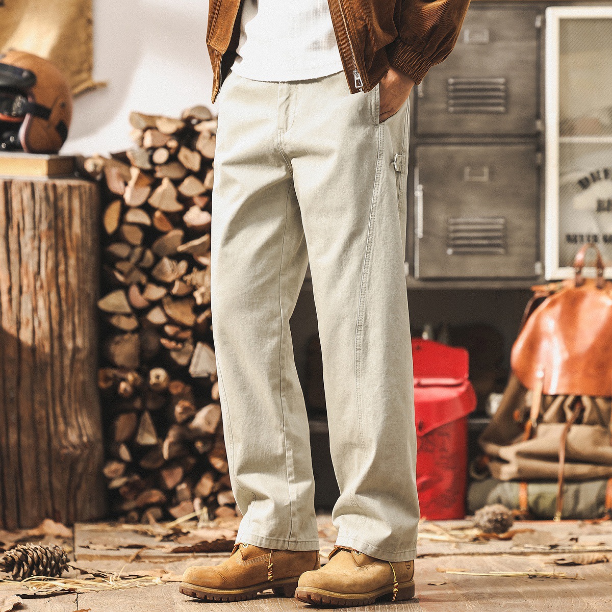 美式復古藏青色褲子男2025秋季新款潮牌男士休閒褲寬鬆直筒工裝褲