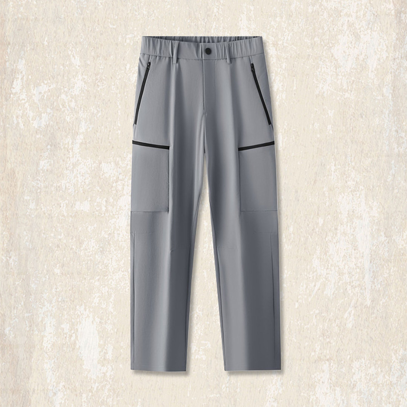 冰絲涼感薄款褲子男夏季直筒寬鬆長褲戶外徒步速幹衝鋒褲男休閒褲