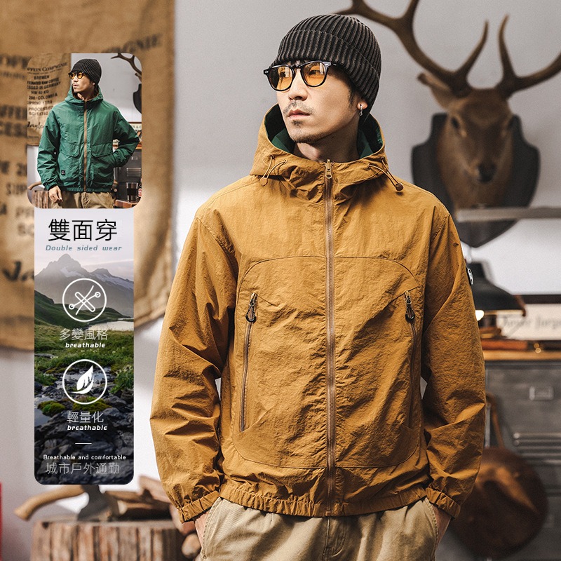 美式復古雙面穿戶外拒水春季外套男2025新款寬鬆機能風三防夾克男