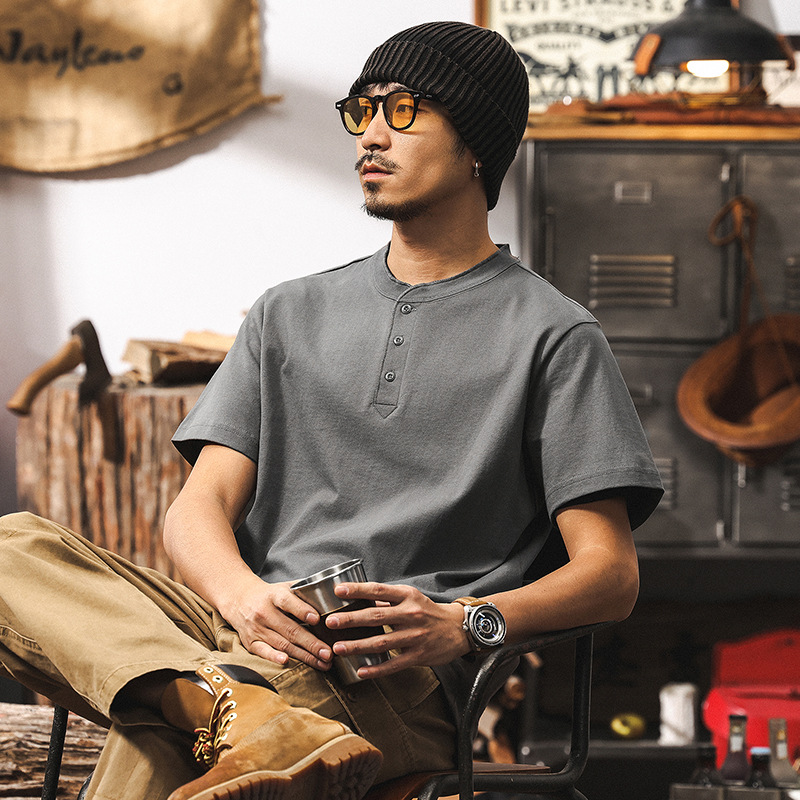 美式復古250g重磅短袖polo衫男2025新款夏季休閒T恤男士百搭上衣T