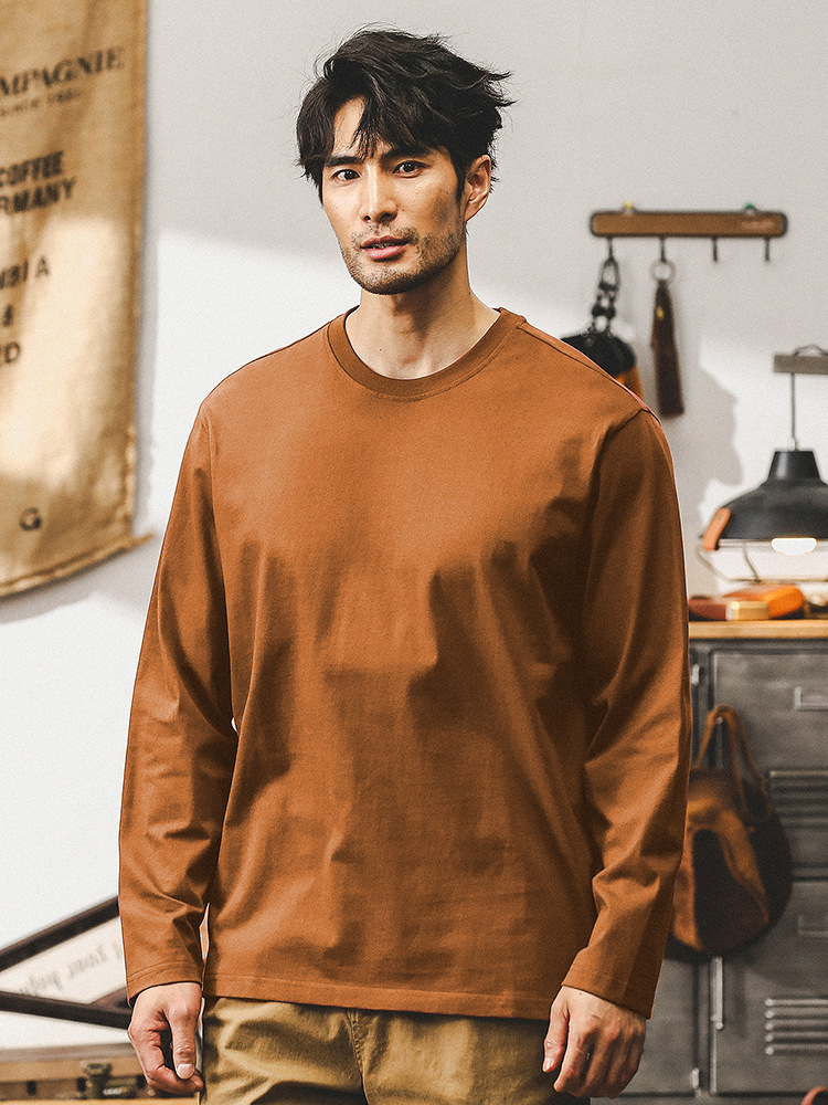 杰雷諾美式復古260g重磅長袖男T恤男秋季2024新款寬鬆上衣T打底衫