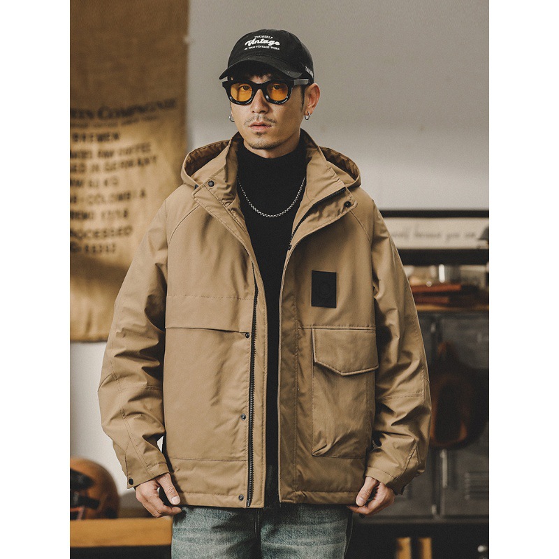 美式工裝夾克男秋冬款戶外衝鋒衣男2023新款冬季加絨加厚男士外套
