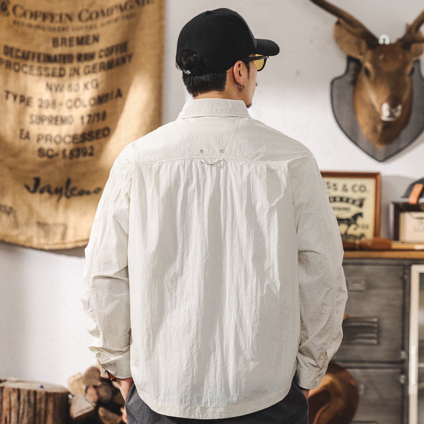 冰絲涼感防曬襯衫男夏季新款速乾輕薄防曬衣寬鬆男生薄款襯衣外套