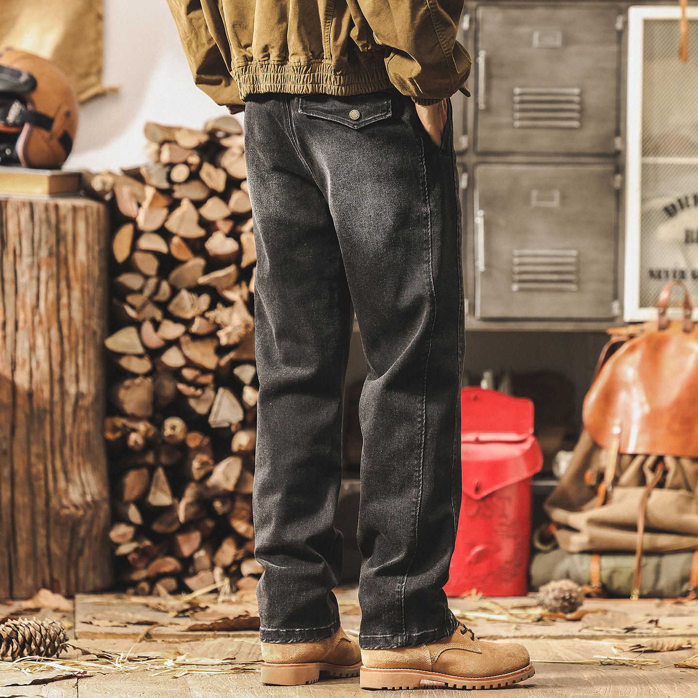 美式復古黑灰色直筒牛仔褲男秋季2025新款寬鬆長褲潮牌男士休閒褲