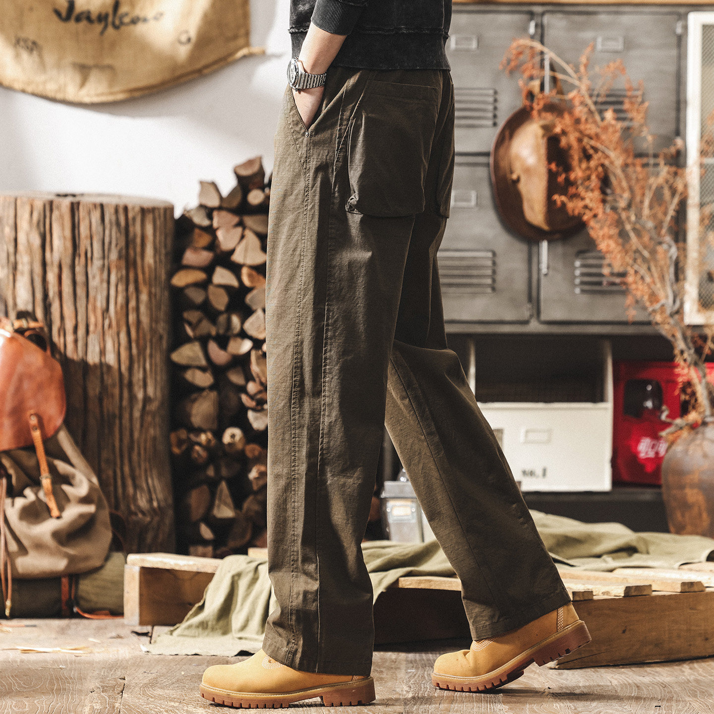 美式復古長絨棉工裝褲子男春季2026新款寬鬆直筒潮牌男士休閒長褲