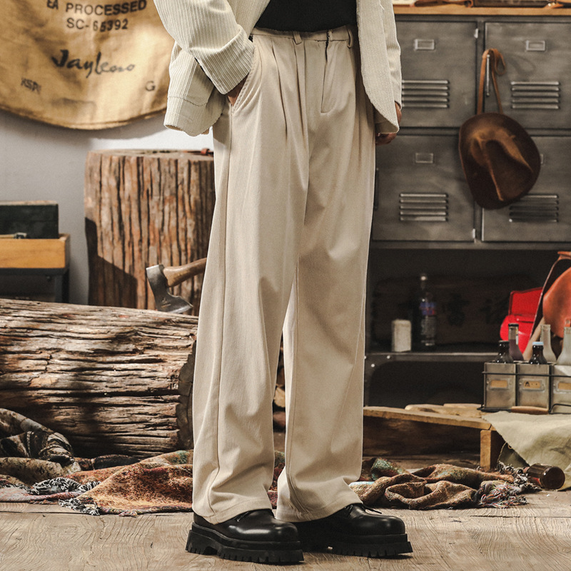 美式復古休閒褲男寬鬆秋季2024新款潮牌百搭上班通勤垂感直筒長褲