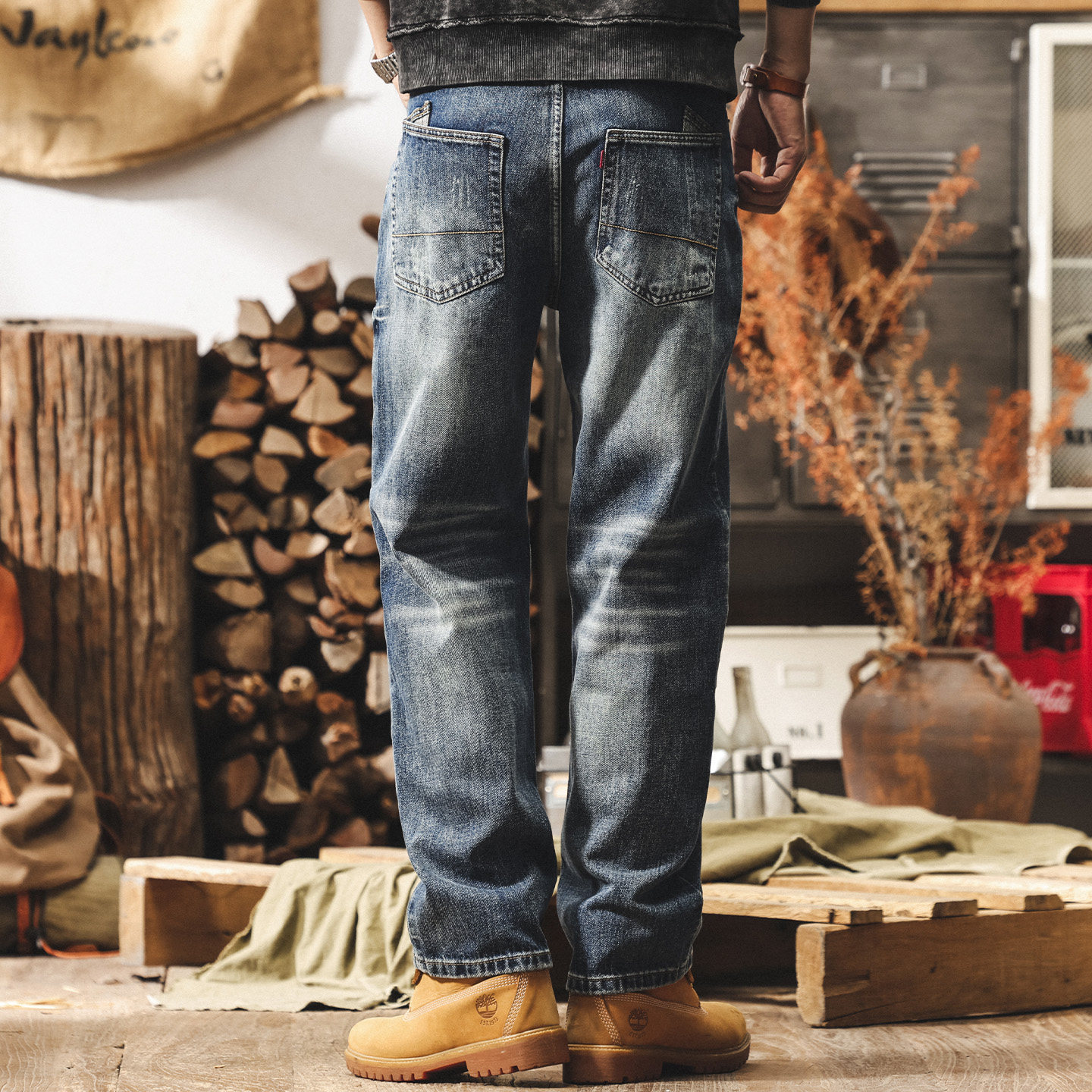 美式復古重磅潮牌寬鬆牛仔褲男春季新款直筒男士褲子水洗休閒長褲