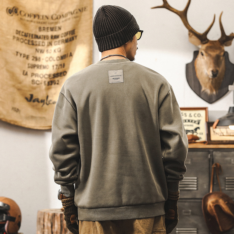 美式復古重磅羊羔絨衛衣男冬季2024新款潮牌寬鬆加絨外套男秋冬款