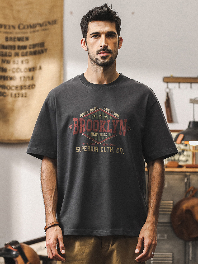 杰雷諾美式復古重磅男T恤短袖夏季潮牌寬鬆休閒大碼衣服男款