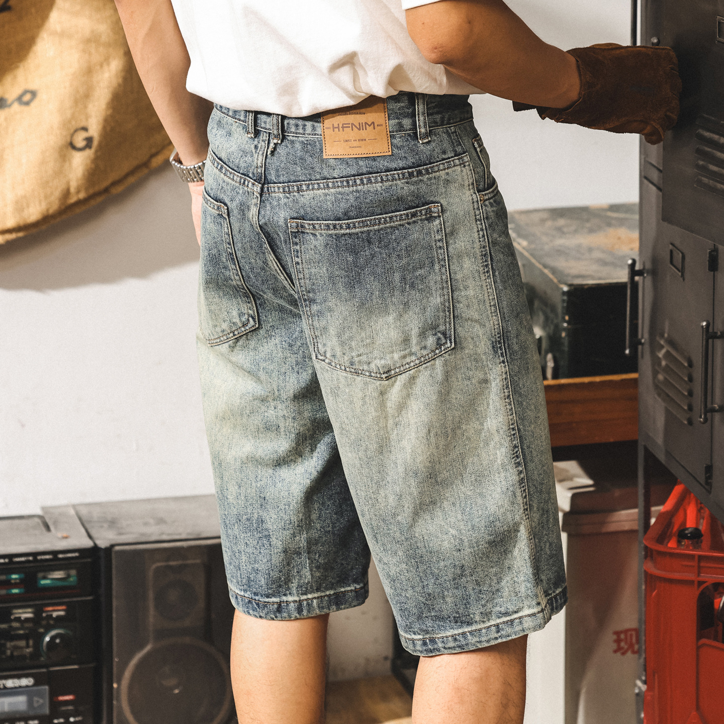美式復古水洗牛仔短褲男夏季新款2025潮牌五分褲寬鬆直筒休閒中褲