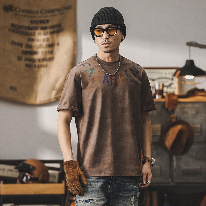 美式潮牌重磅短袖T恤男夏季2024新款男士休閒寬鬆上衣半袖男