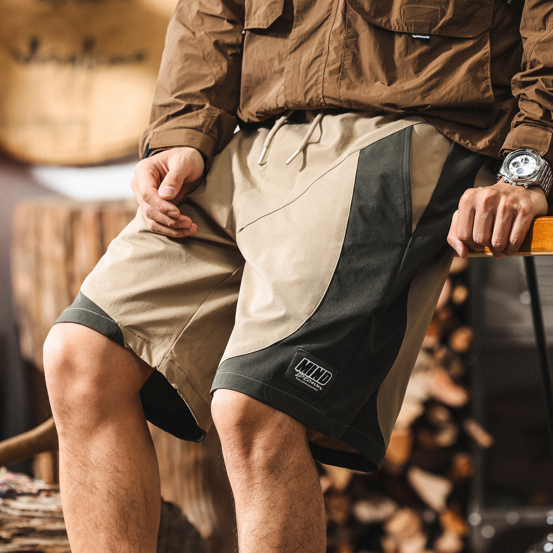 山系戶外工裝褲子男款夏季運動速幹中褲男寬鬆直筒薄款男生五分褲