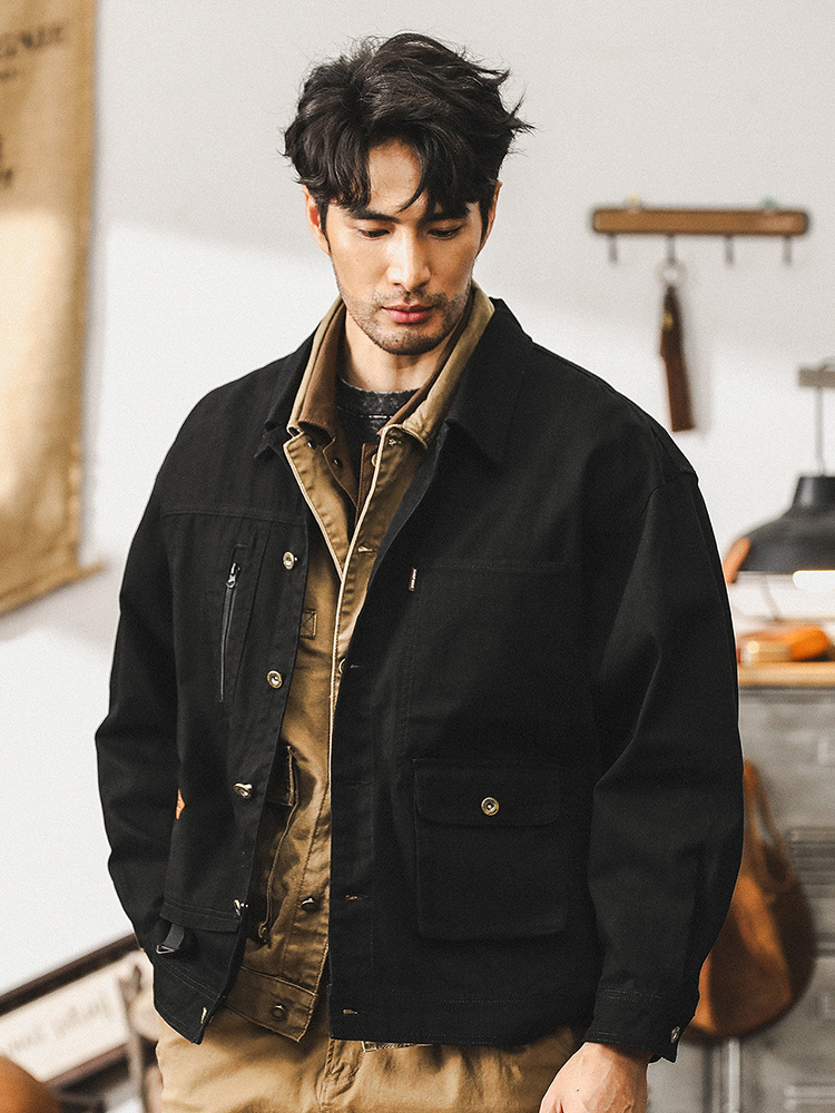 傑雷諾美式複古多口袋工裝夾克男春秋潮牌重磅寬松休閑外套男秋季