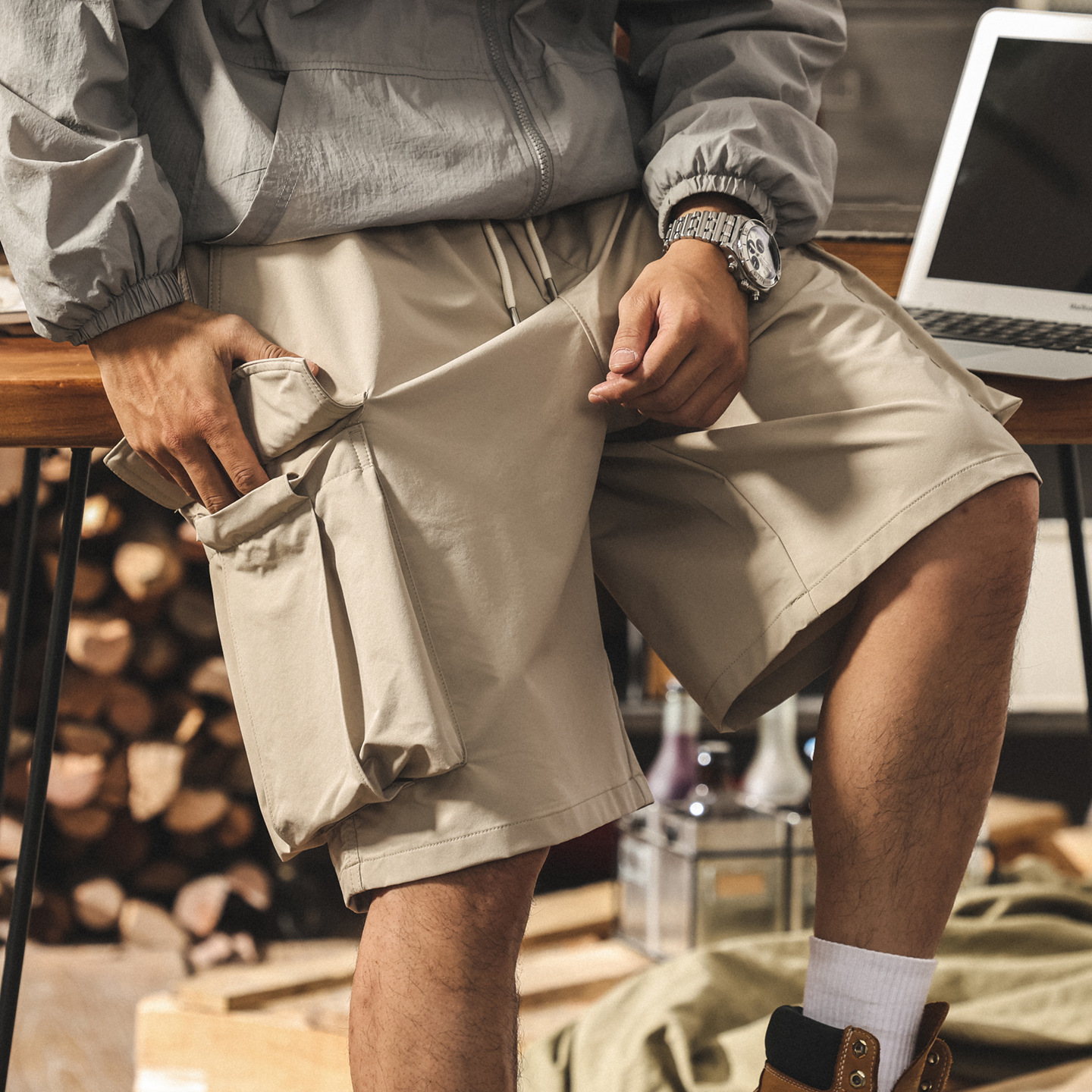 美式復古工裝短褲男士夏季新款潮牌卡其色休閒中褲寬鬆潮流五分褲
