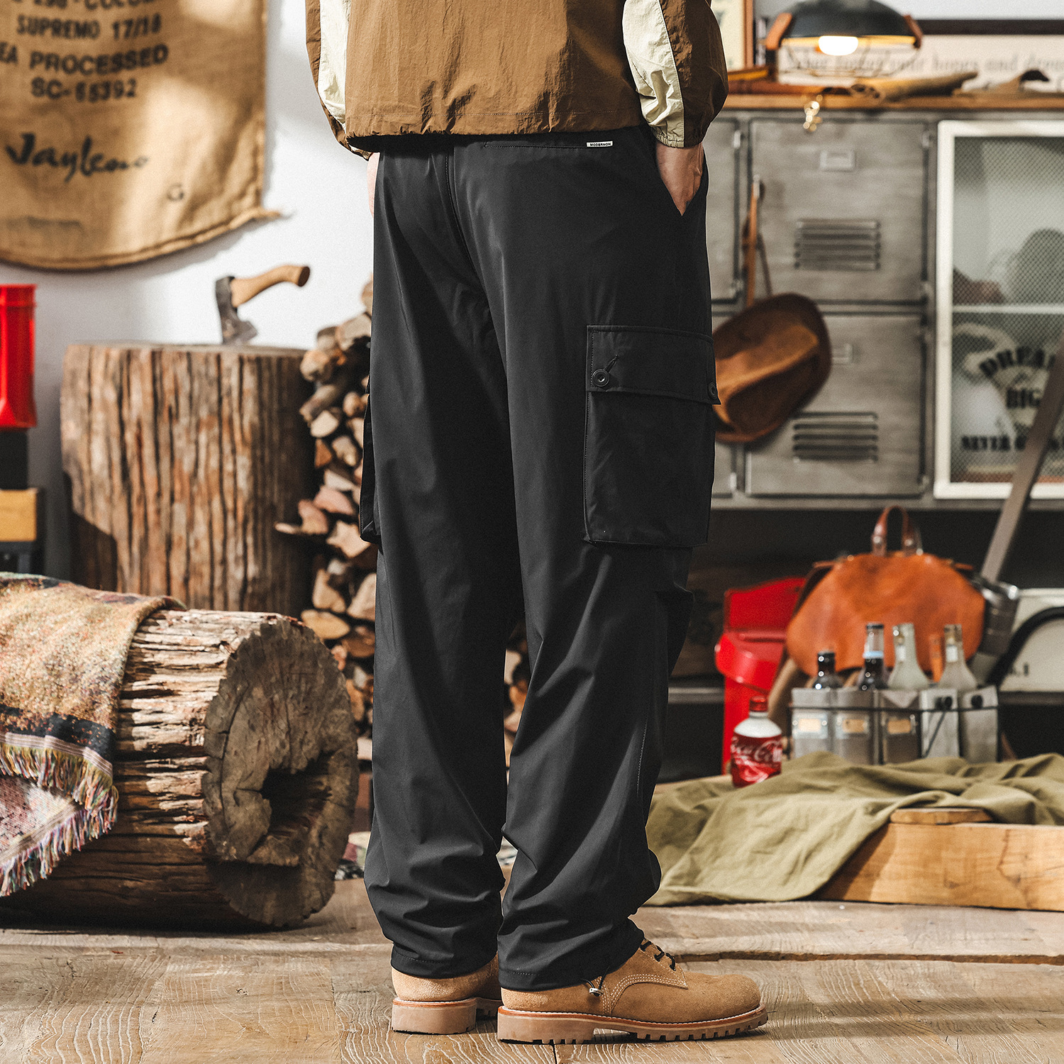 冰絲順滑工裝褲子男寬鬆夏季薄款美式山系城市戶外速幹男士休閒褲