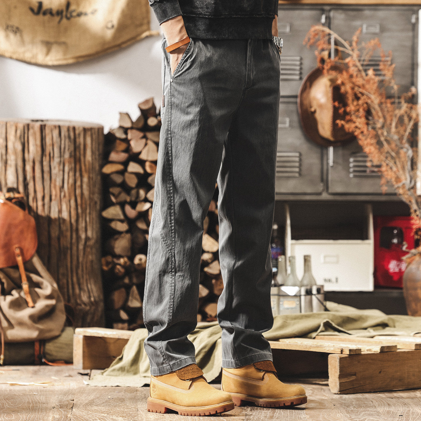 美式復古直筒工裝褲子男2026新款春季男褲潮牌簡約寬鬆休閒長褲男