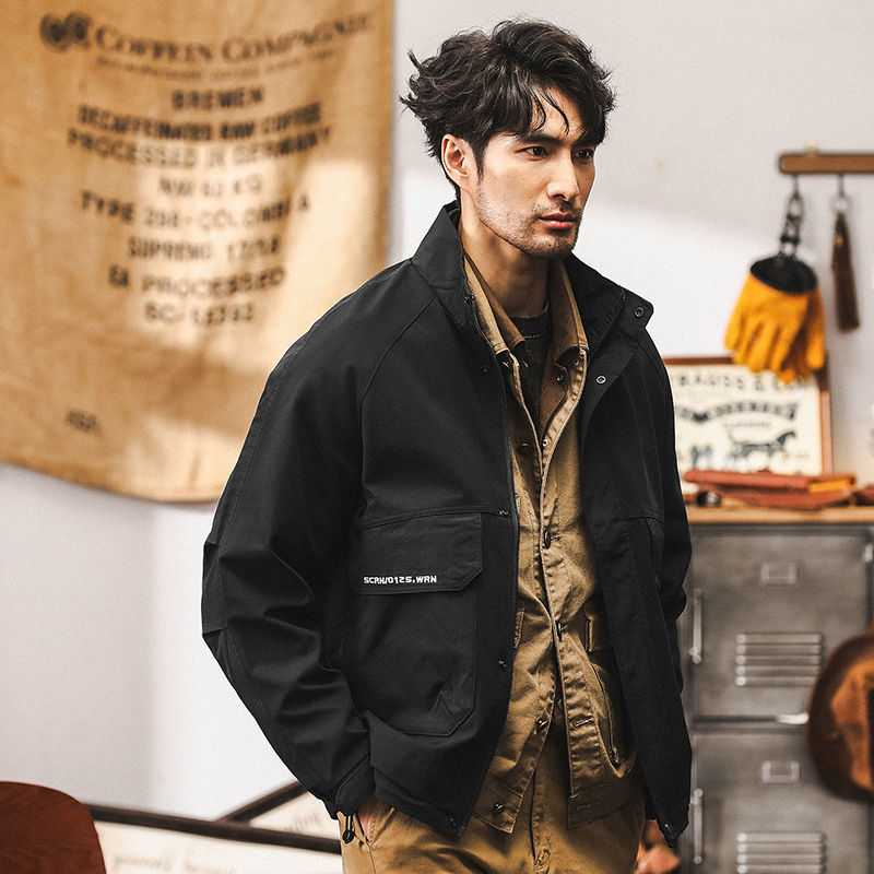美式復古工裝外套男春秋2024新款城市戶外通勤衝鋒衣潮牌休閒夾克