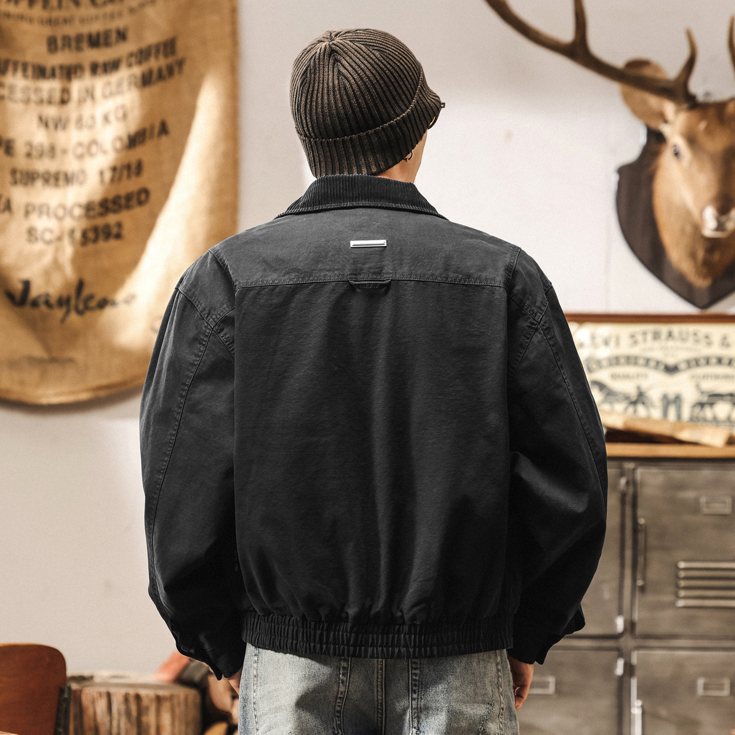 美式復古重磅工裝外套男春秋2025新款寬鬆休閒短款巴伯爾機車夾克