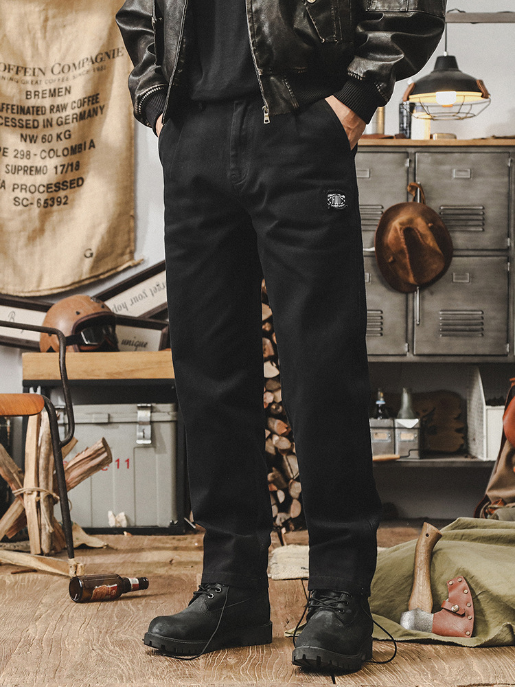 美式複古重磅工裝褲子男秋季2024新款男士休閑褲寬松大碼直筒長褲