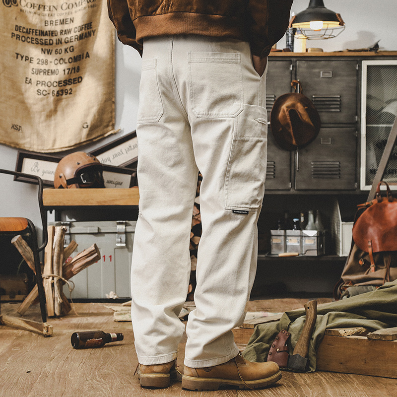 美式重磅複古工裝褲子男潮牌2024新款秋季男褲子直筒寬松休閑長褲