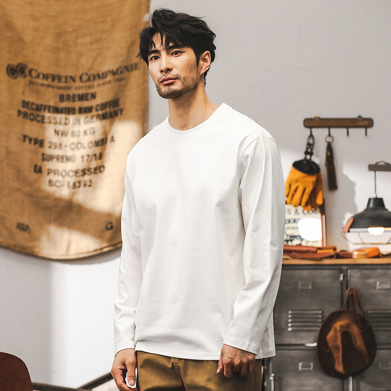 杰雷諾美式復古260g重磅長袖男T恤男秋季2024新款寬鬆上衣T打底衫