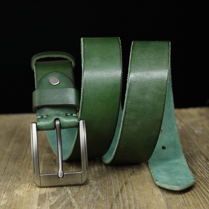 手工原創真皮瘋馬皮男士皮帶 頭層牛皮針扣簡約休閒腰帶復古褲帶