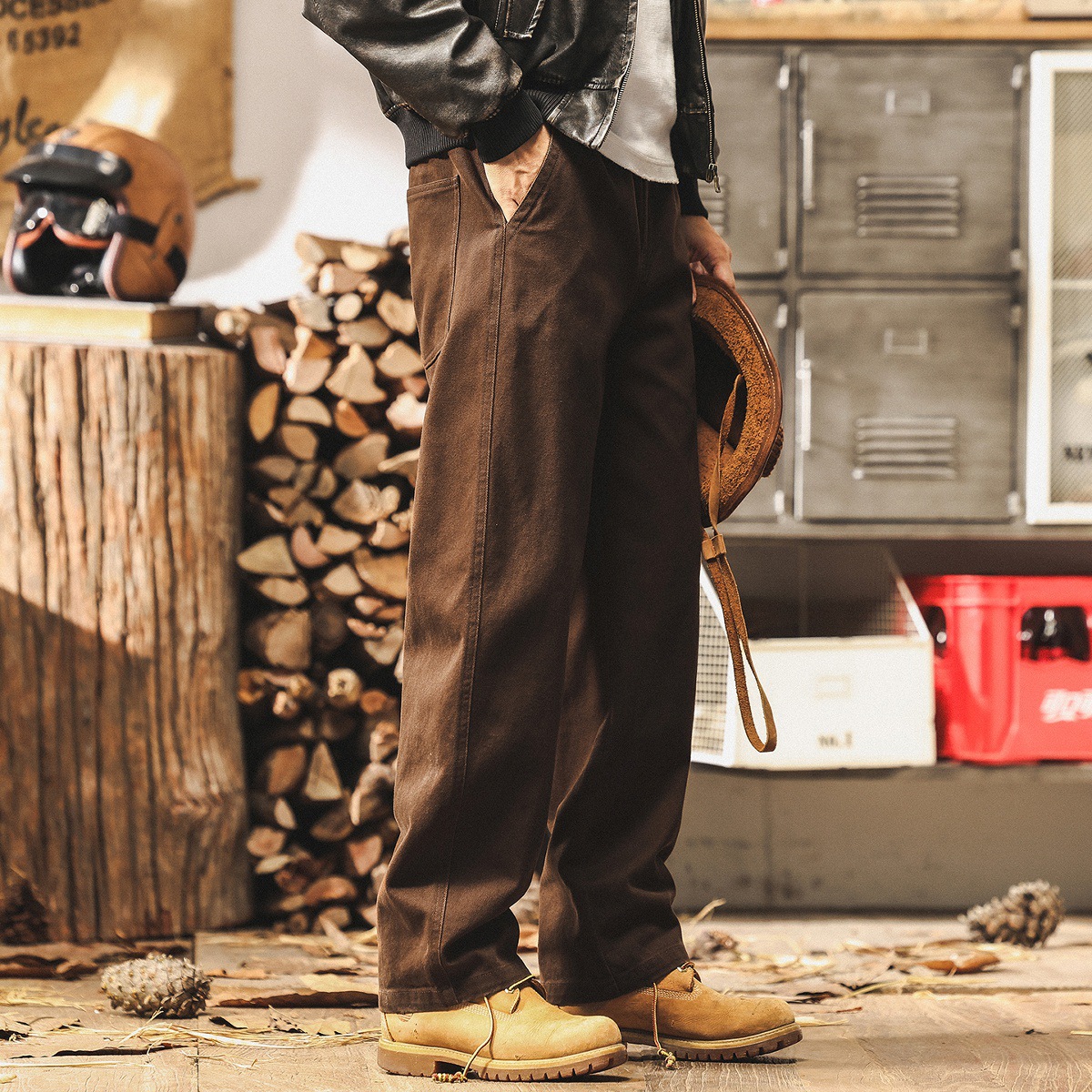 美式復古休閒褲男士長褲秋季2025新款寬鬆直筒潮牌工裝褲子男