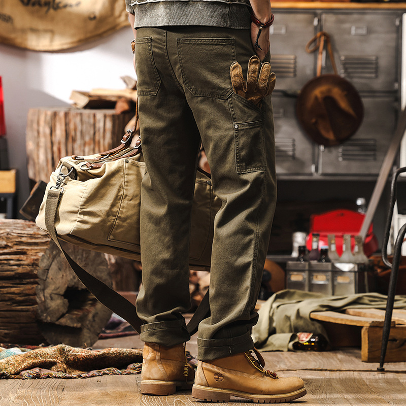 美拉德工裝褲子男春季2025新款美式復古伐木褲男士直筒休閒褲子男