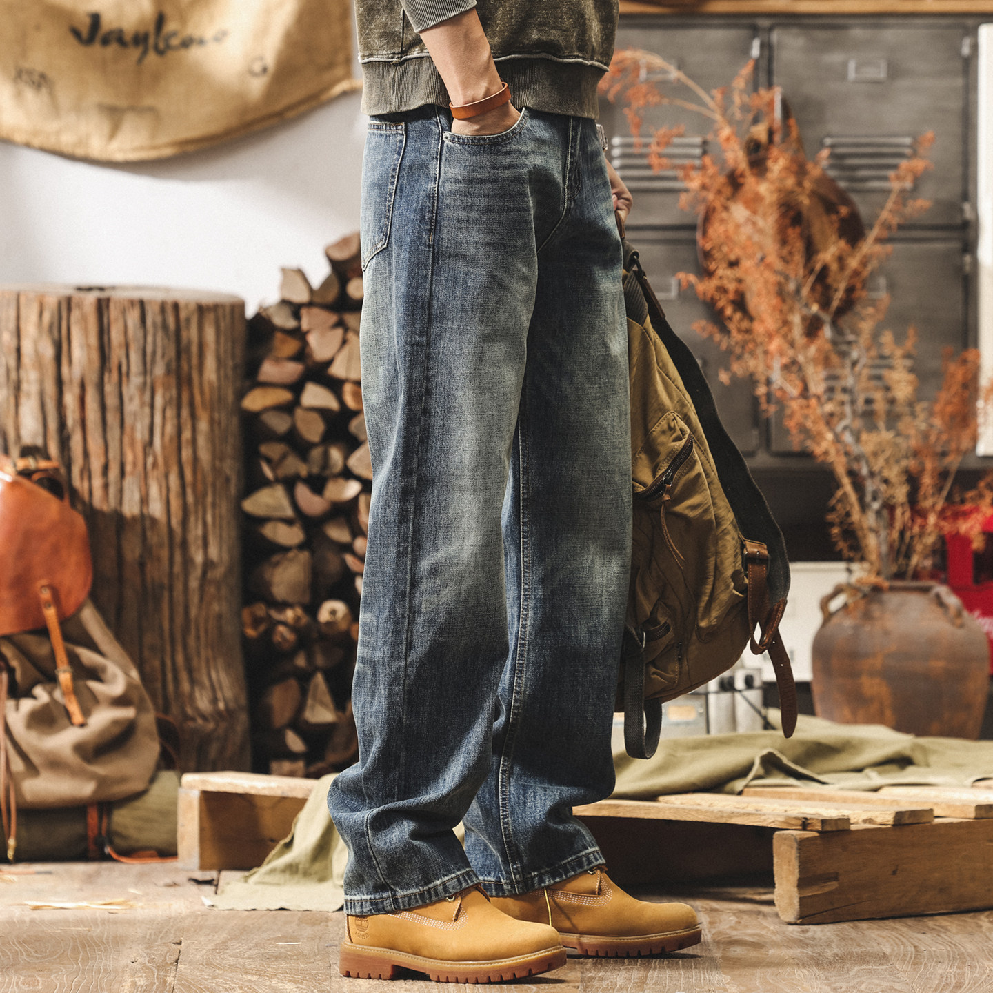 美式復古水洗牛仔褲男春季2026新款潮牌寬鬆休閒長褲男士直筒褲子