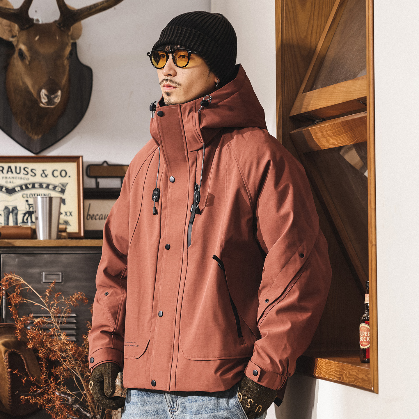 美式復古90%白鴨絨工裝羽絨服男款冬季加厚戶外機能保暖男士外套