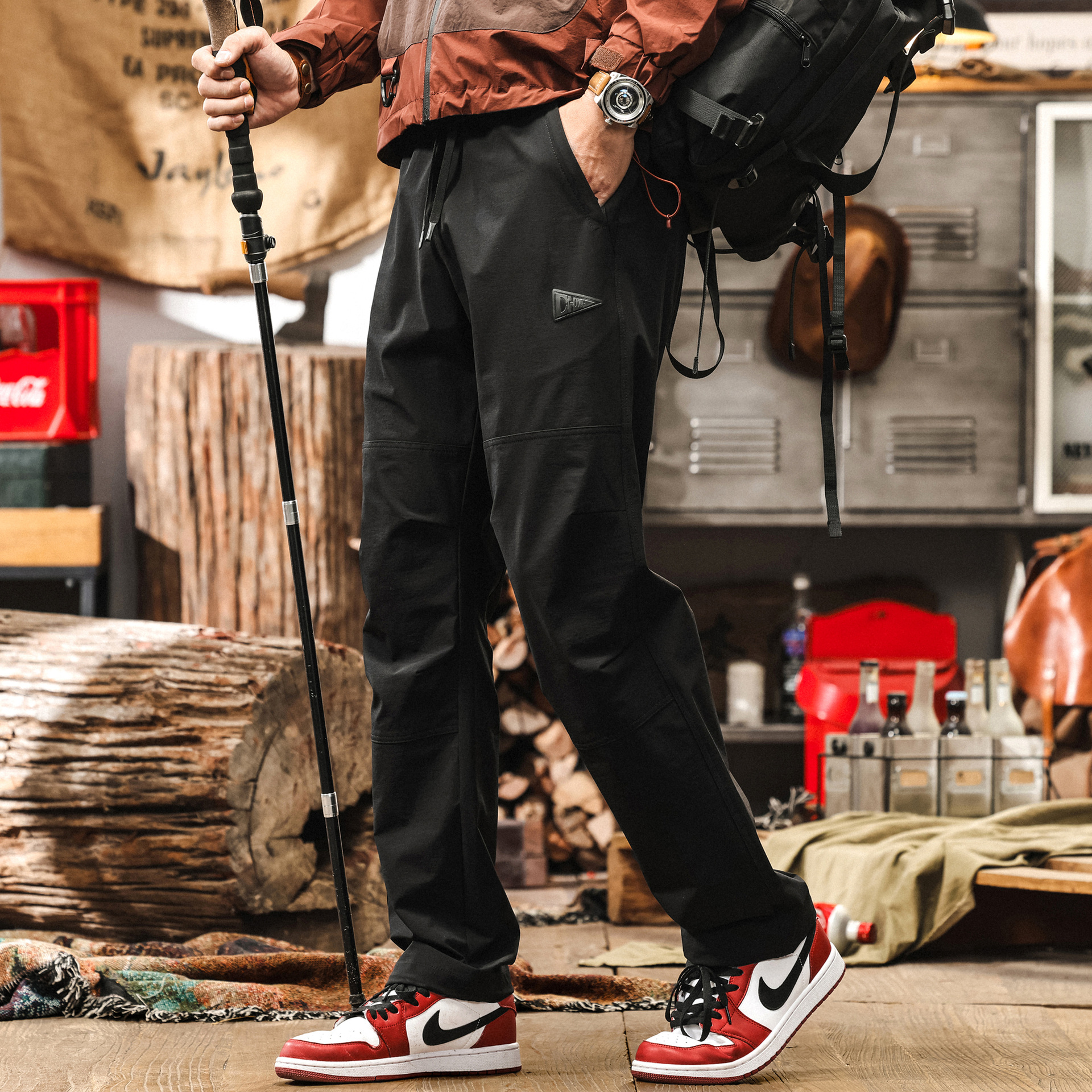 冰絲涼感薄款褲子男夏季速幹長褲戶外徒步彈力通勤直筒褲男休閒褲