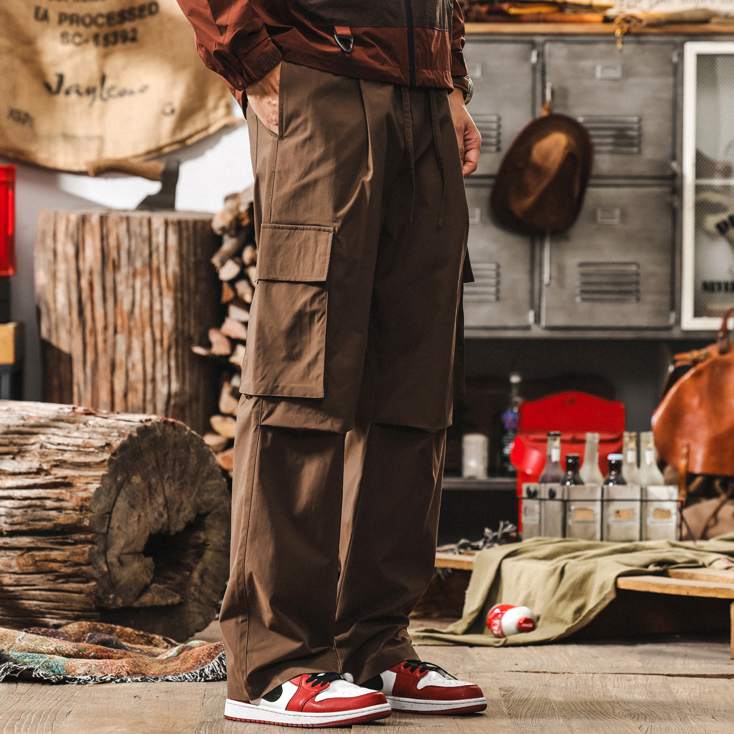 美拉德復古休閒褲男士夏季新款山系戶外工裝褲子男寬鬆速幹傘兵褲