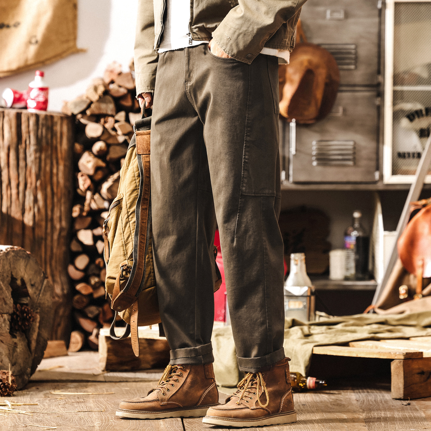 美式復古重磅工裝褲子男2025新款潮流男士休閒褲秋季寬鬆直筒男褲