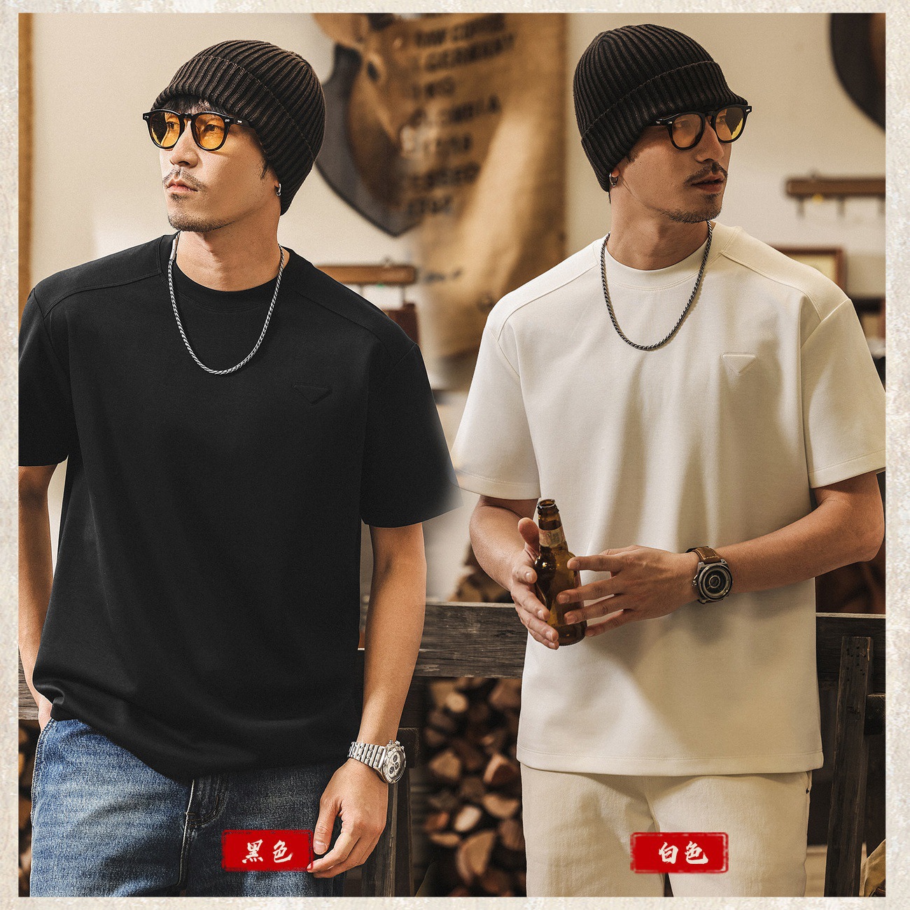 軟糯滑溜莫代爾果凍棉260g重磅短袖T恤男夏季美式復古寬鬆上衣男