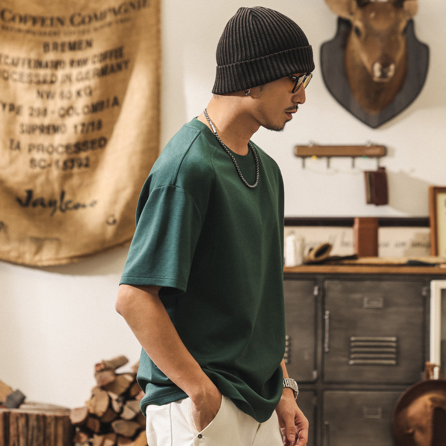 糯滑果凍棉短袖男款夏季莫代爾涼感T恤男美式復古潮牌寬鬆上衣男