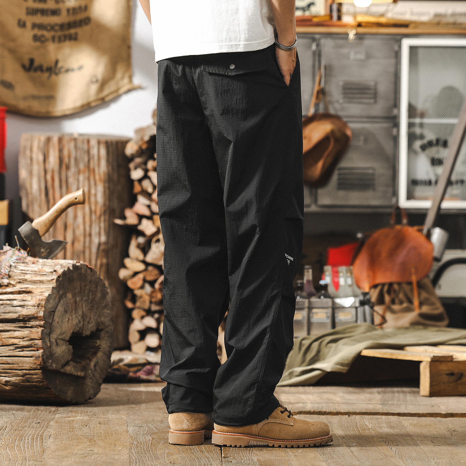 美式戶外機能薄款工裝褲子男夏季復古大碼直筒傘兵褲男士休閒長褲