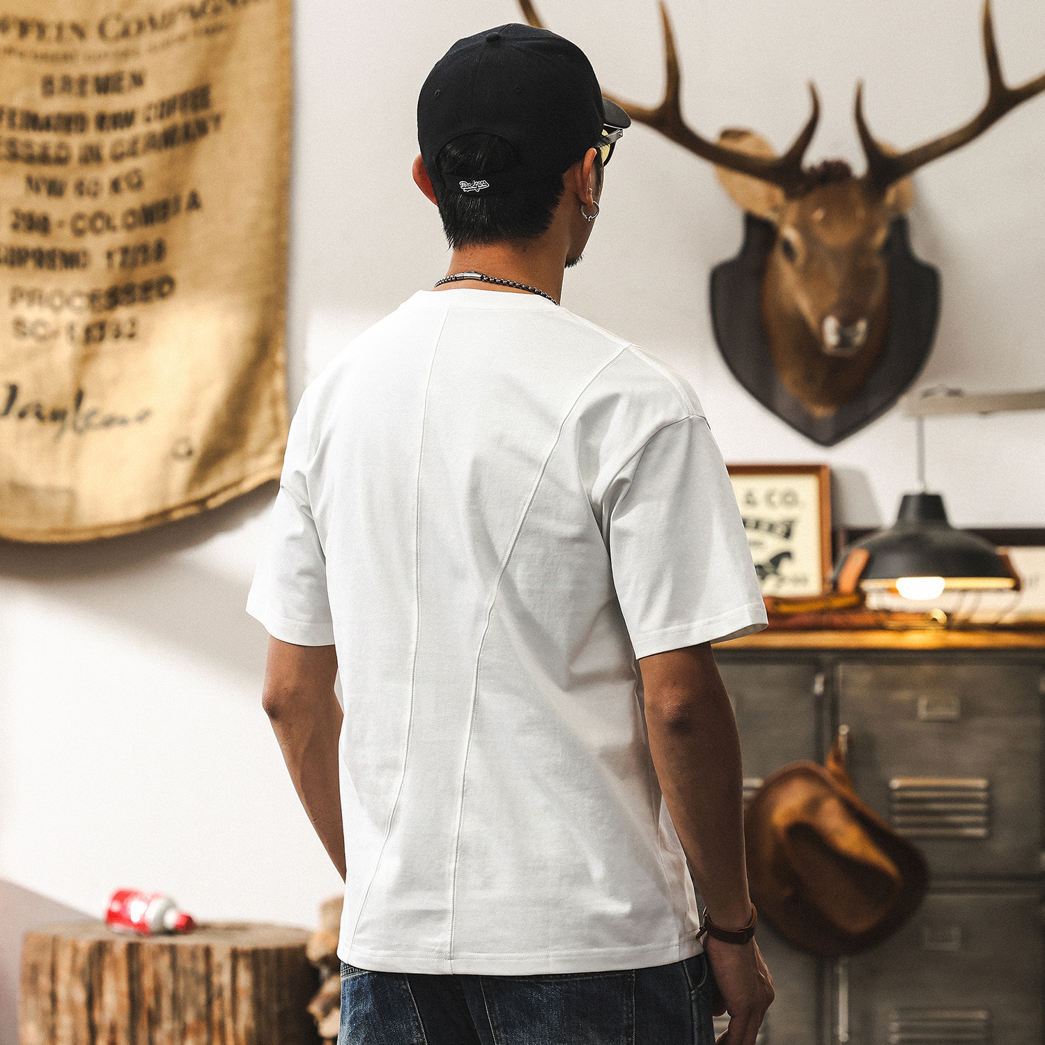 美式復古拼接涼感T恤短袖男款2025夏季新款寬鬆大碼休閒男士上衣T