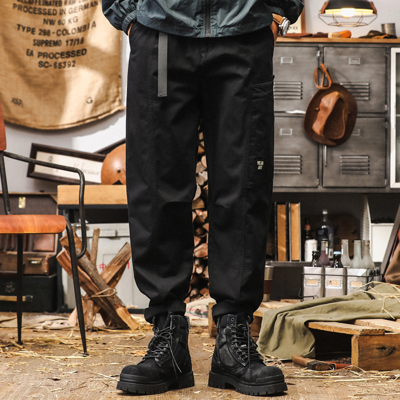 美式復古黑色工裝褲男秋季新款潮牌戰術獵裝寬鬆休閒長褲男款褲子