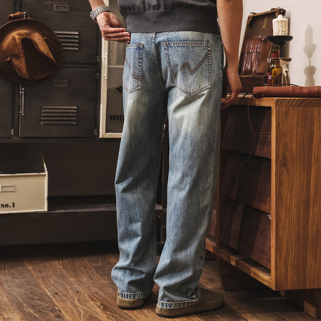 美式復古直筒牛仔褲男款春季潮牌水洗休閒褲2026新款寬鬆潮流長褲