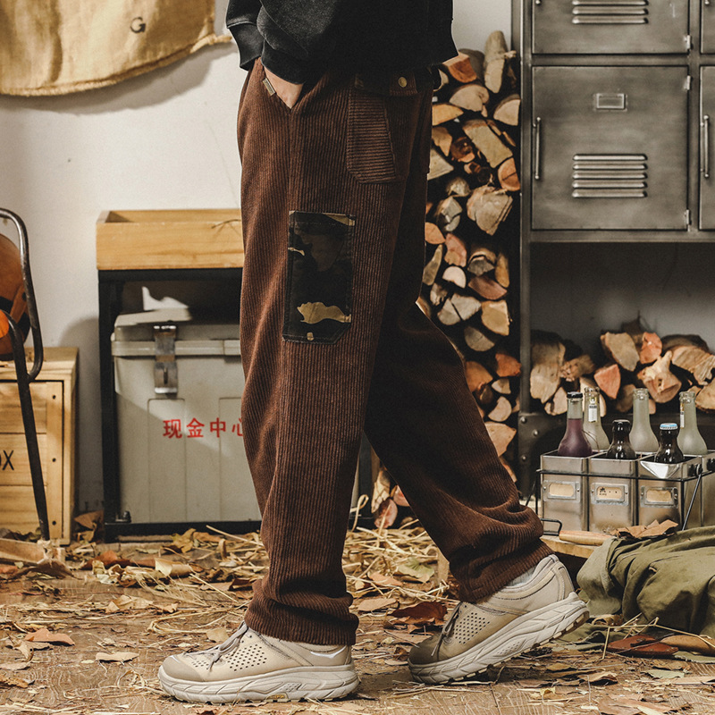美式重磅復古工裝褲男冬季厚款寬鬆直筒潮流燈芯絨休閒褲男秋冬款