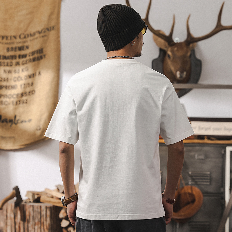 新疆棉250g重磅T恤男短袖夏季2025新款潮流美式復古寬鬆白色上衣T