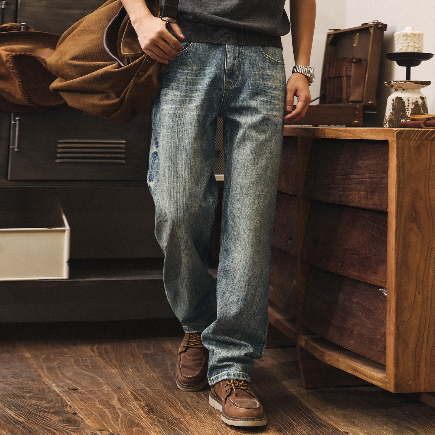 美式復古水洗牛仔褲男春季2026新款潮牌褲子男款直筒寬鬆休閒長褲