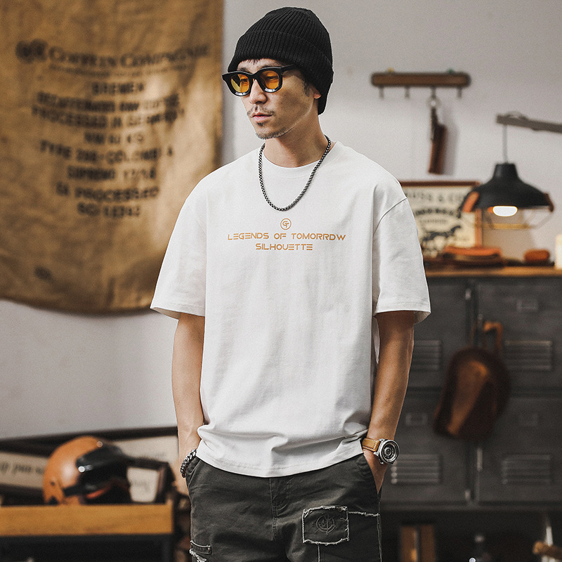 2024夏季新款白色T恤男短袖龍年國潮男裝寬鬆250g重磅體恤男