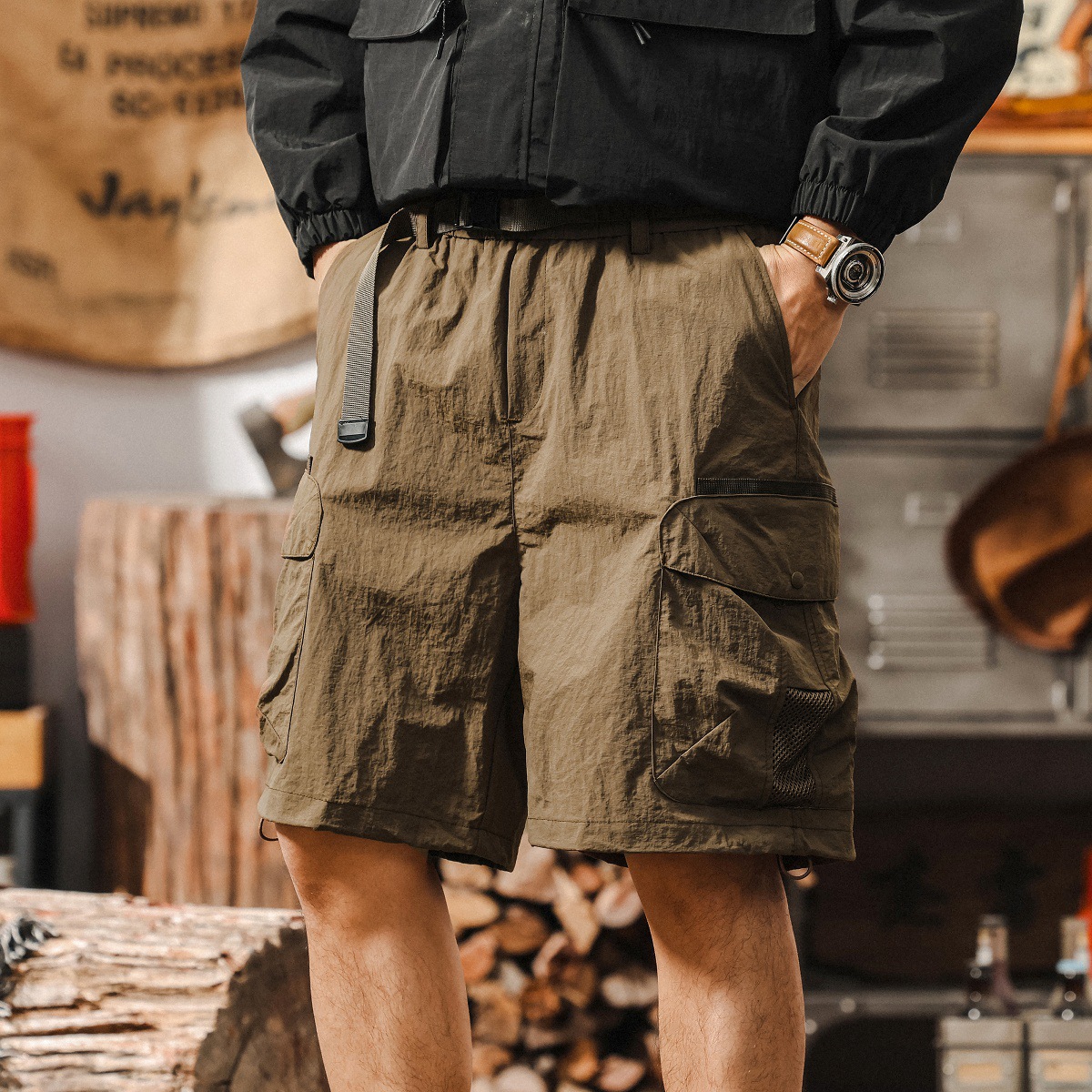 美式復古戶外機能風工裝短褲男夏季2025新款多口袋寬鬆男士五分褲