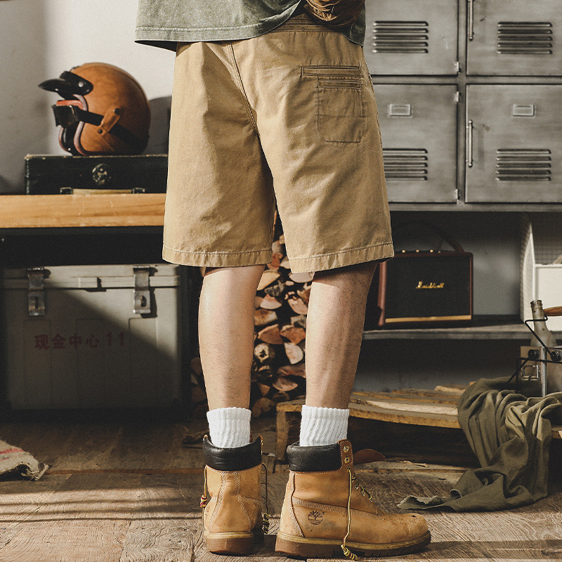 杰雷諾美式基礎款短褲男夏季休閒寬鬆大碼純色工裝五分中褲男潮流